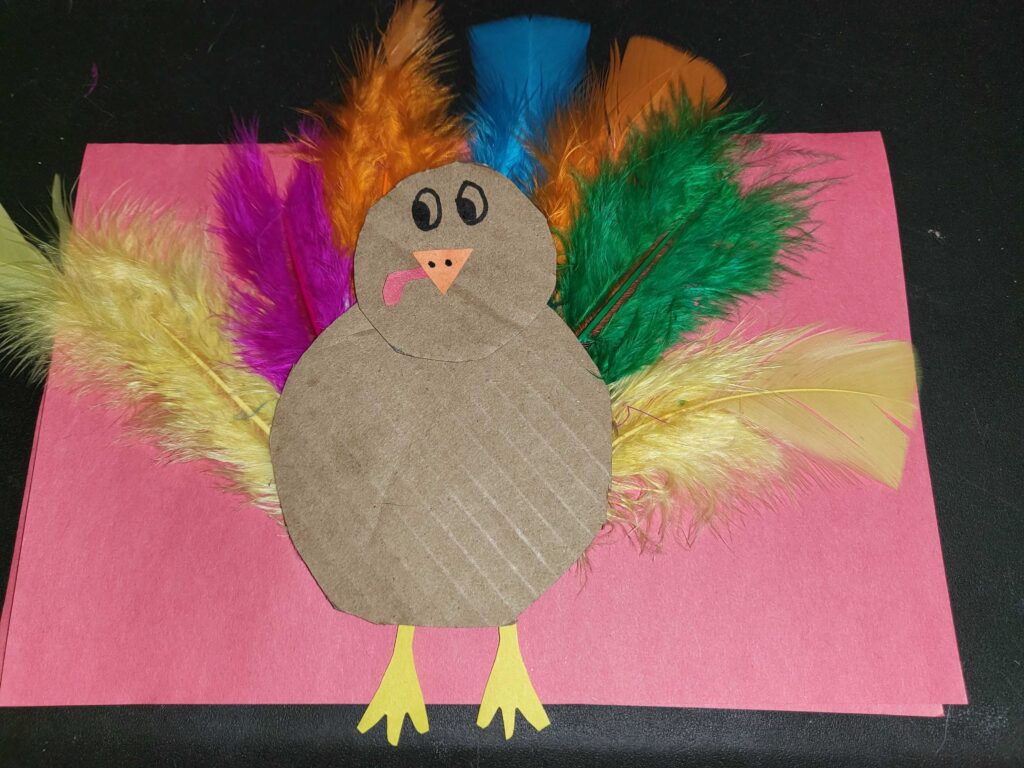 A toddler appropriate Turkey Craft for Thanksgiving