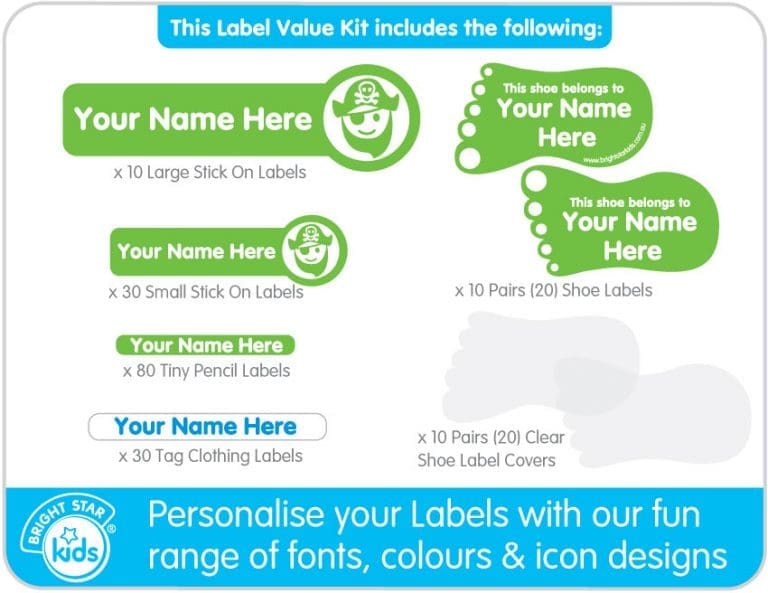 Bright Star Kids Preschool Daycare Labels Kit 2