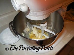 Mixing the Butter, Eggs, and Milk for the Chocolate Cake Crinkles