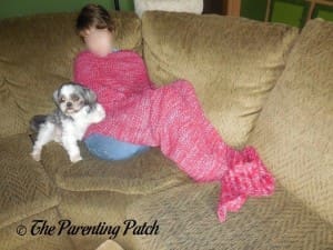 Heather Using the GearBest Mermaid Tail Blanket 4