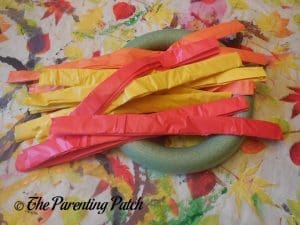 Tablecloth Strips for the Tablecloth Ribbon Thanksgiving Wreath Craft
