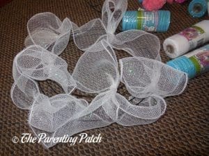 White Loops of Deco Mesh Easter Wreath