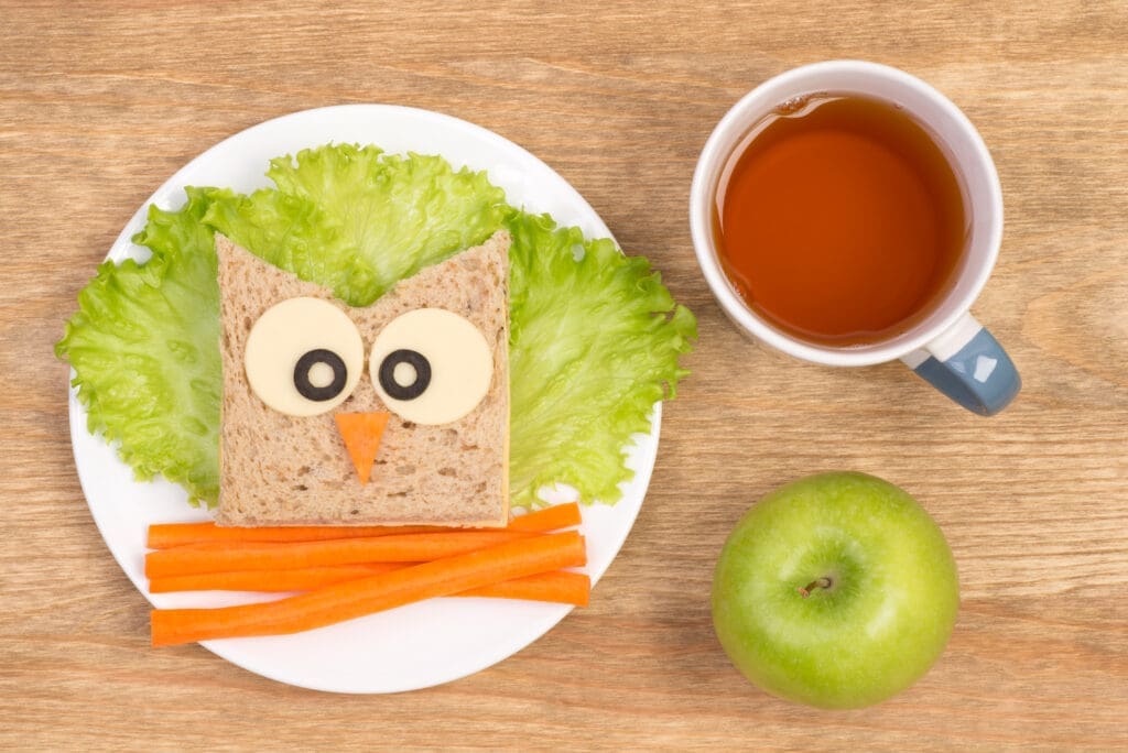 Funny sandwich for kids in a shape of an owl