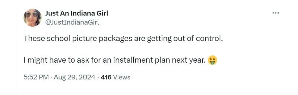 These school picture packages are getting out of control. I might have to ask for an installment plan next year