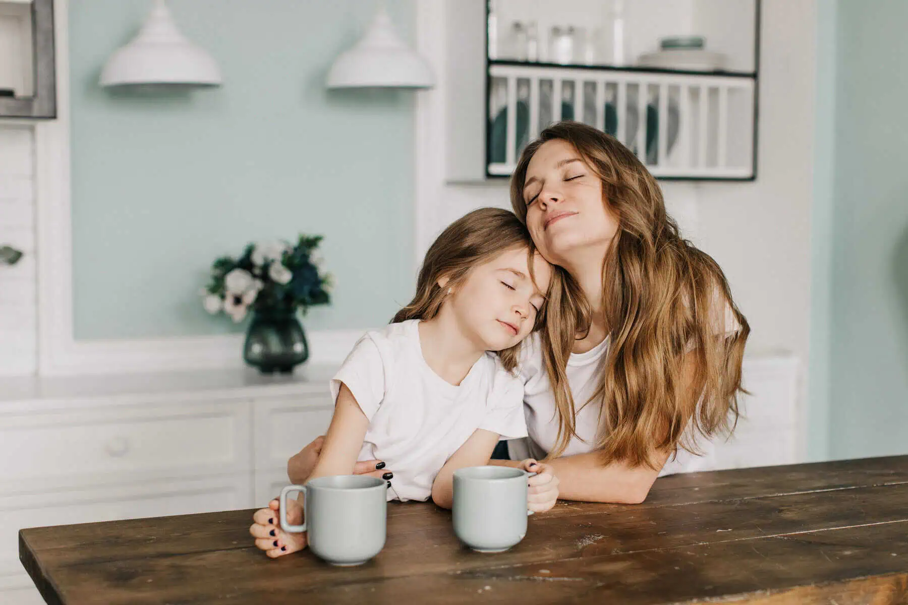 mother and daughter bond together