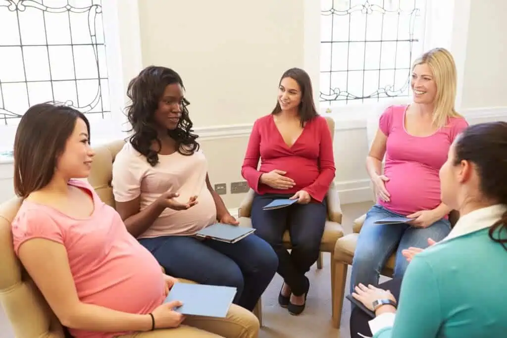 Group of pregnant women in waiting room