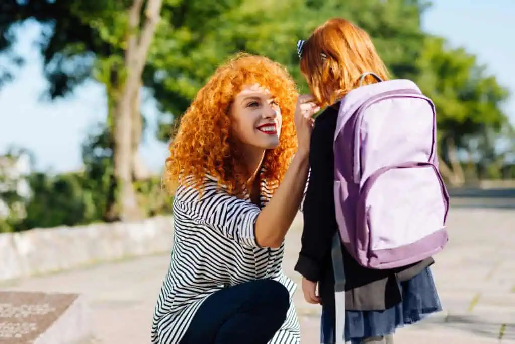 Mom talks to daughter after school