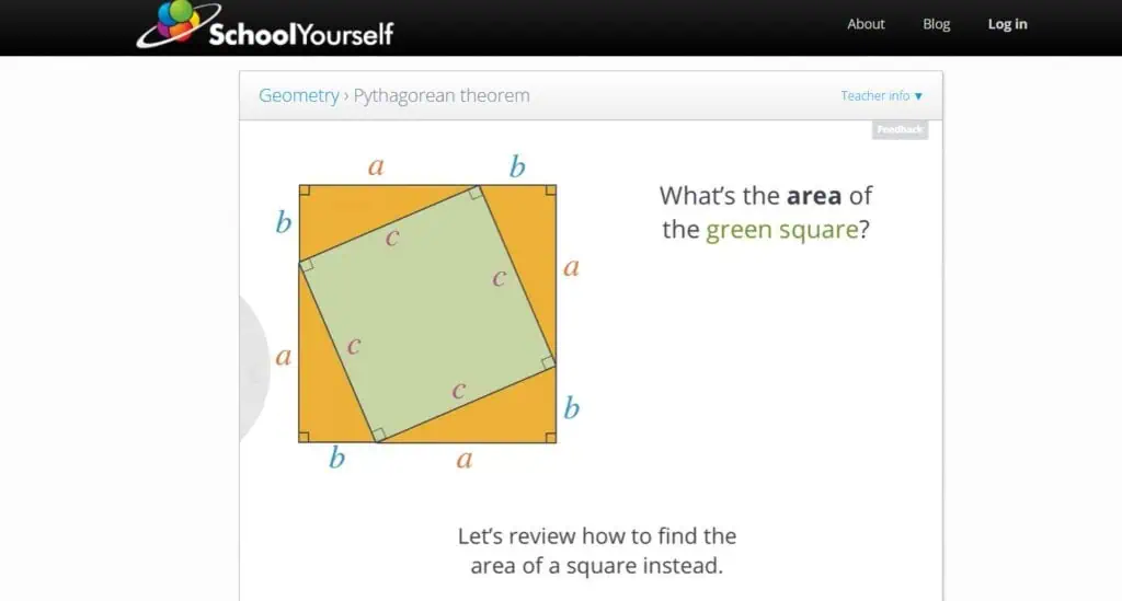 Image shows a still shot of a video explaining the Pythagorean Theorem