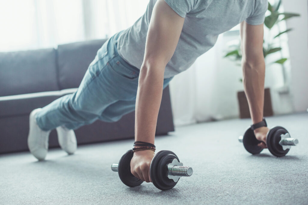 Teen using weights
