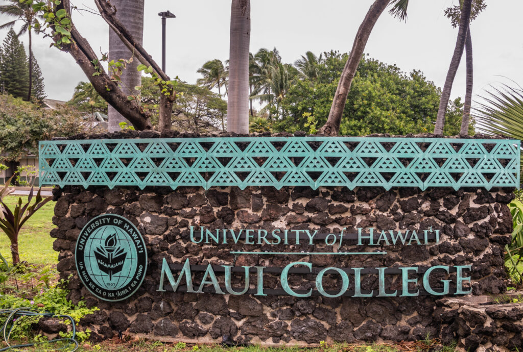 University of Hawaii, Maui College sign in Kahului, Maui, Hawaii