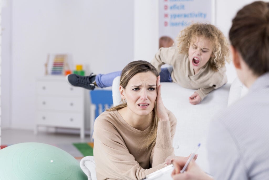 Overactive child and stressed mother