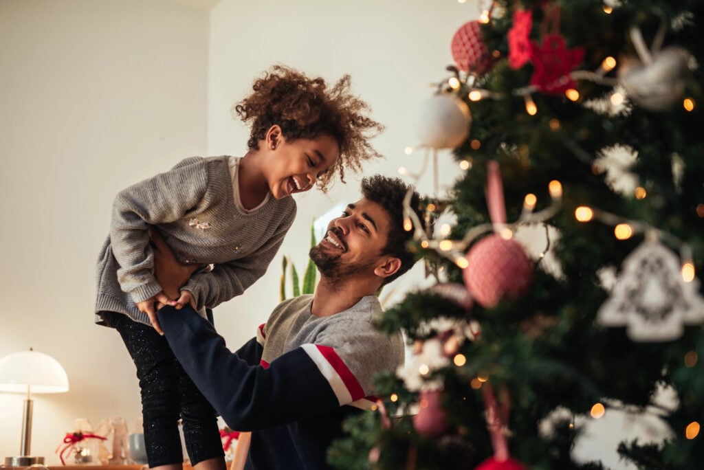Happy Christmas Dad and Daughter - Decorating Early for the holidays