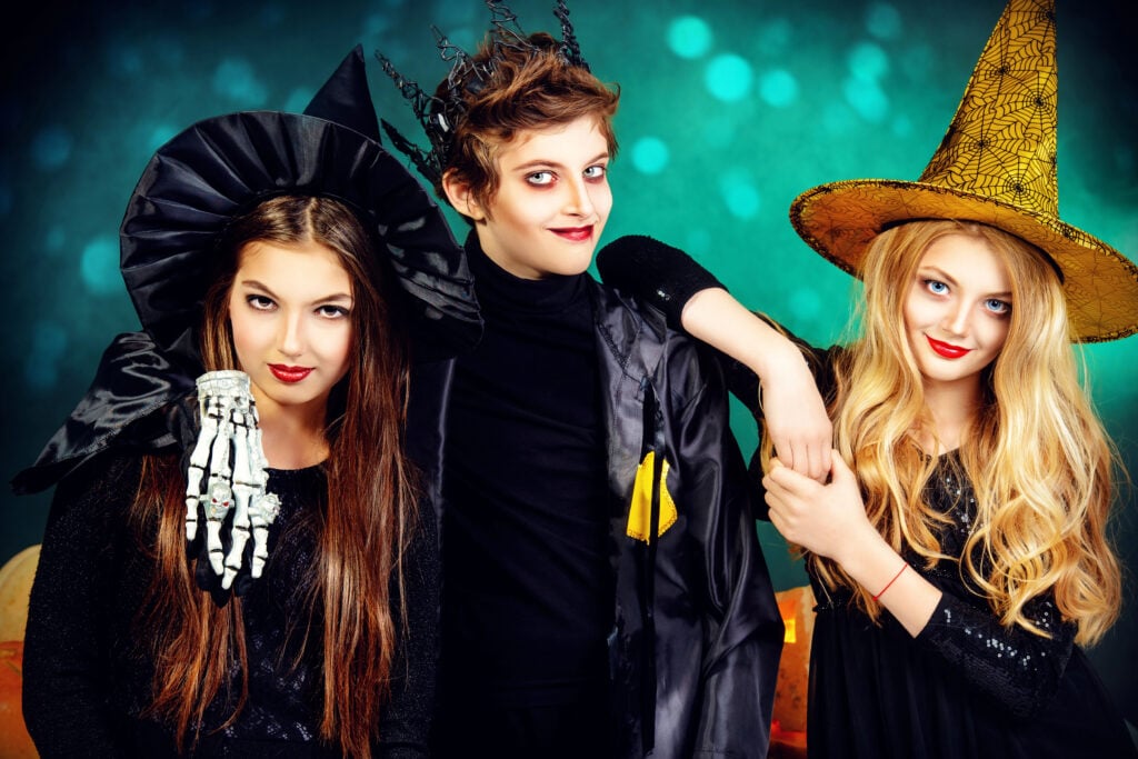 Teens Trick Or Treating on Halloween
