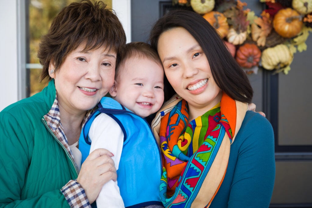 mom and grandma love the baby