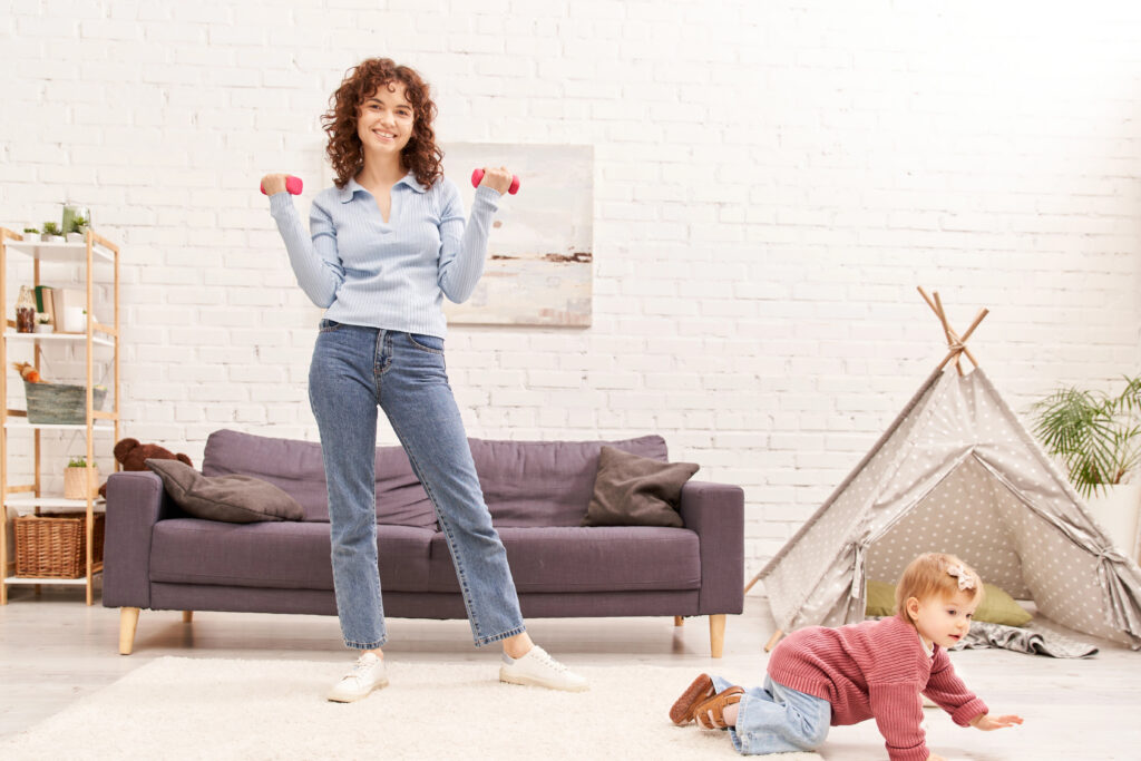 Mom takes time to workout