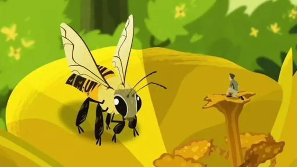 Wild Kratts-Flight Of The Pollinators-Chris and Honeybee on a Flower