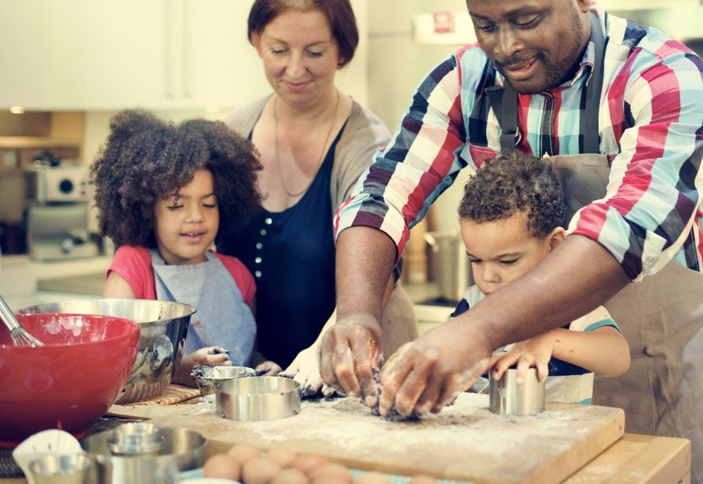Family cooking together
