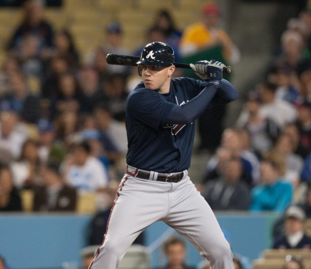 Freddie Freeman at bat during the game