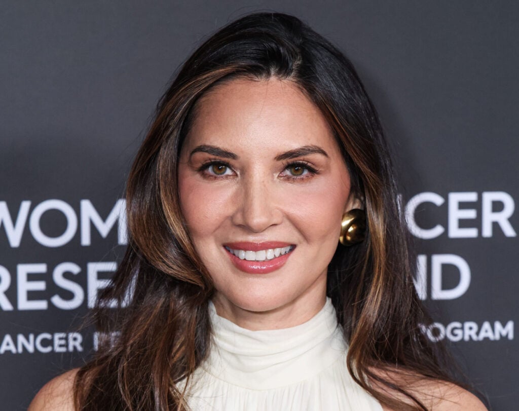 American actress Olivia Munn arrives at The Women's Cancer Research Fund's An Unforgettable Evening Benefit Gala 2025 held at The Beverly Hilton Hotel on April 28, 2025 in Beverly Hills, Los Angeles, California, United States.