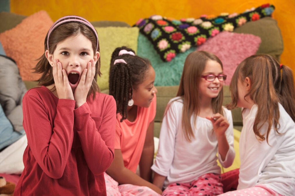 Shocked Little Girl at Sleepover