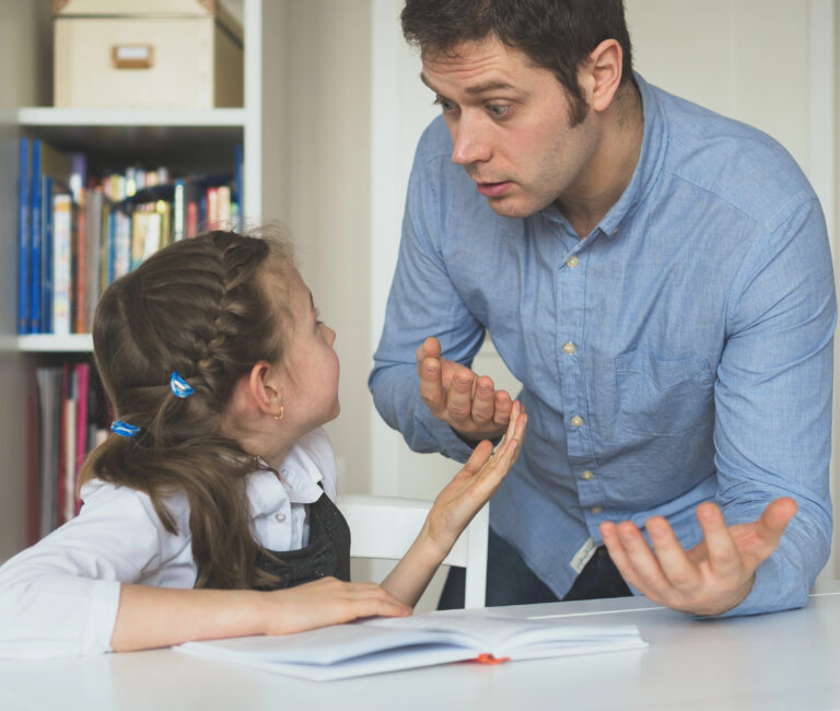 Father argues with his daughter about book facts.