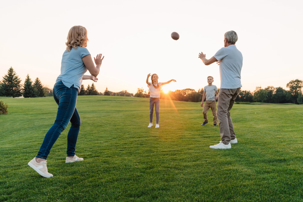 family playing american football