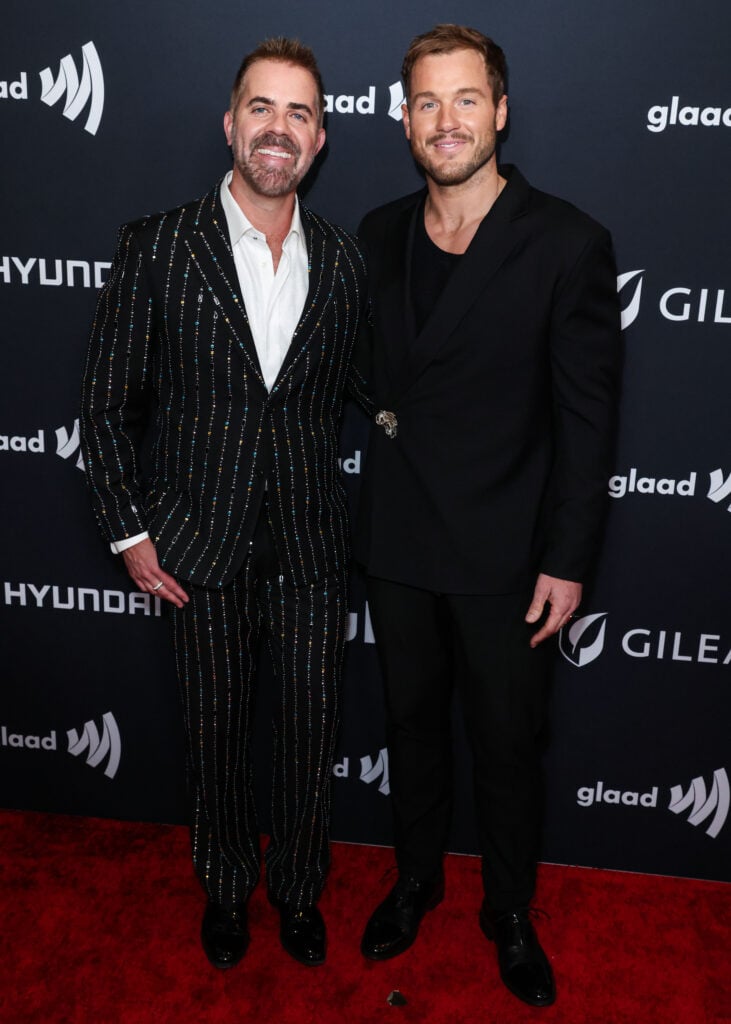 Jordan C. Brown and Colton Underwood arrive at the 37th Annual GLAAD (Gay and Lesbian Alliance Against Defamation) Media Awards held at The Beverly Hilton Hotel on March 5, 2026 in Beverly Hills, Los Angeles, California, United States.