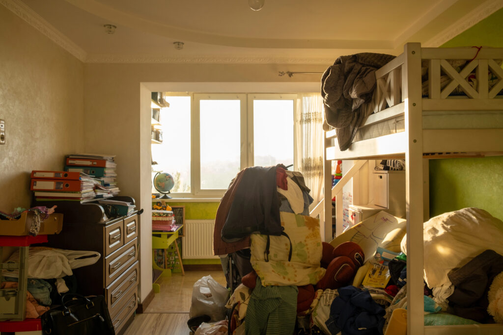 Disorder in the childrens room during the move. High quality photo