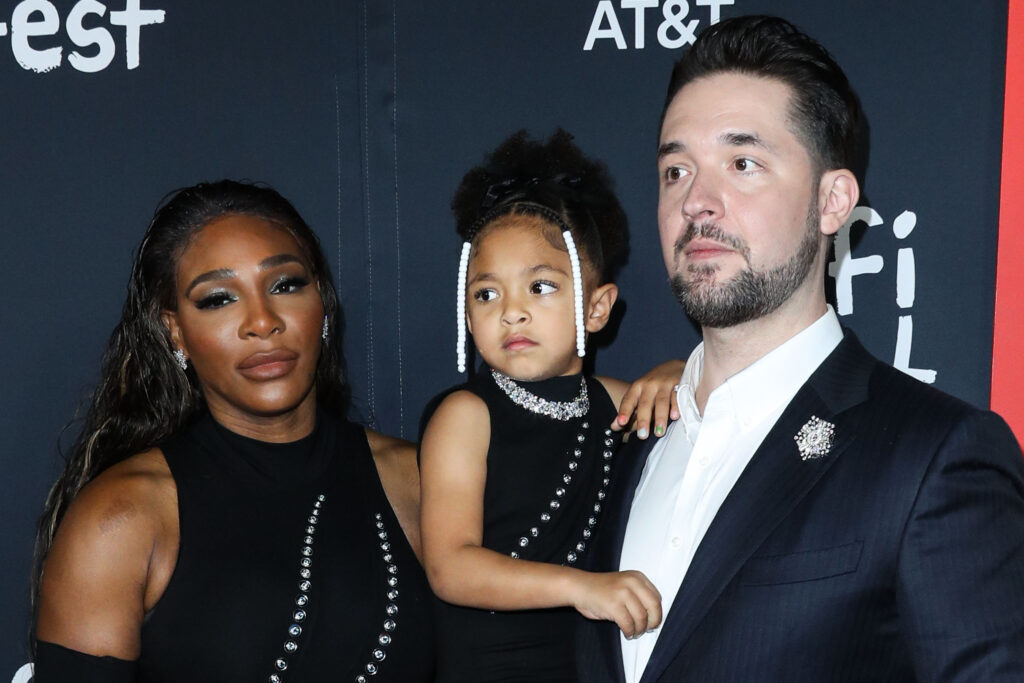 American tennis player Serena Williams, daughter Alexis Olympia Ohanian Jr. and husband/American internet entrepreneur Alexis Ohanian arrive at the 2021 AFI Fest - Closing Night Premiere Of Warner Bros. Pictures' 'King Richard'