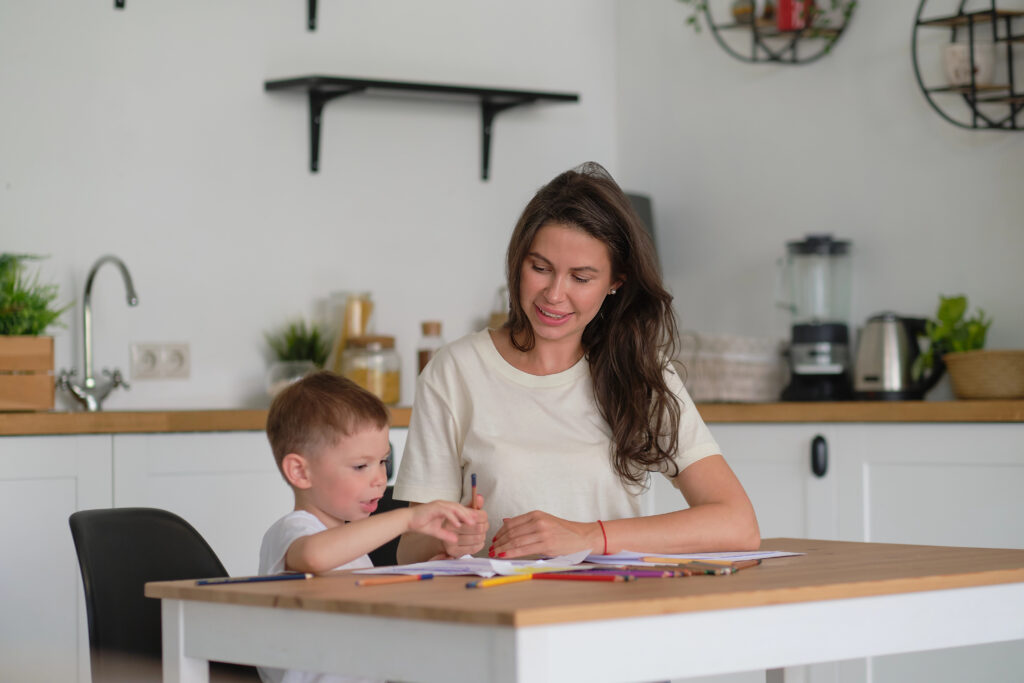 parent and child working on a project