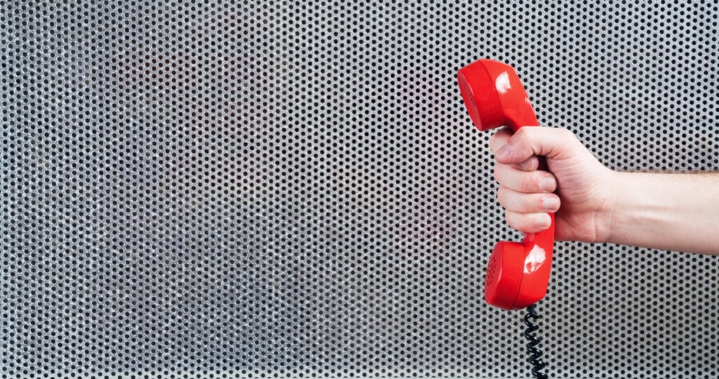 Shot of a landline telephone receiver with copy space for individual text