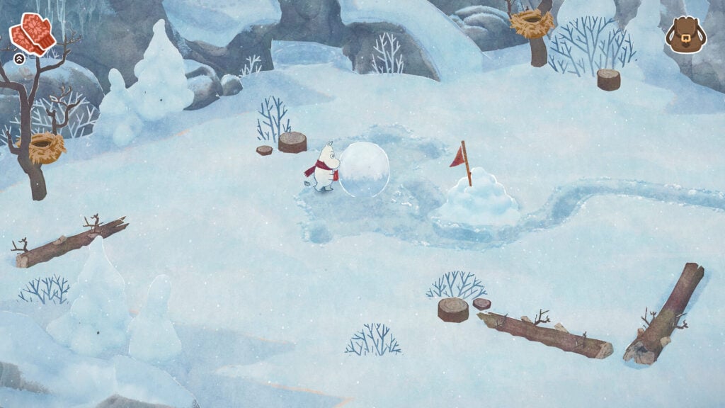 Moomintroll exploring snowy Moominvalley in Winter’s Warmth