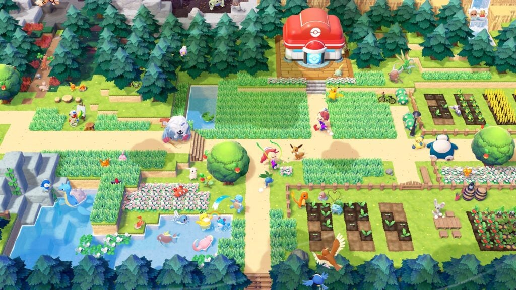 Ditto building a Pokémon settlement in Pokémon Pokopia